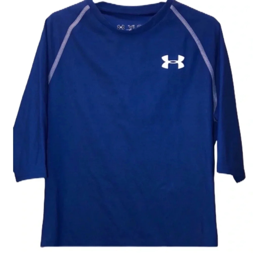 UNDER ARMOUR NEW BOYS BLUE SHIRT SWIM BEACH GYM SUMMER TOPS CASUAL SIZE L YLG